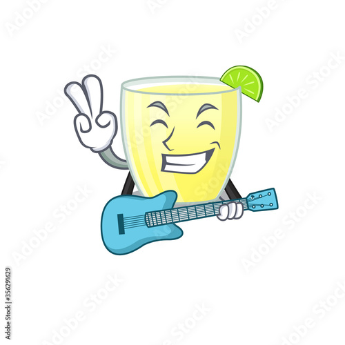 brilliant musician of daiquiri cocktail cartoon design playing music with a guitar
