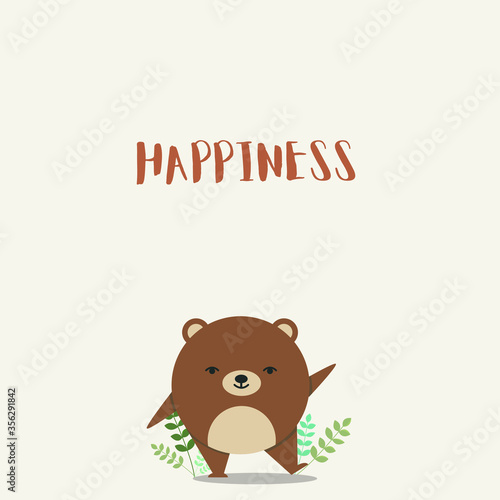 Cute Bear vector illustration  Animals vector postcard illustration in cute  flat style