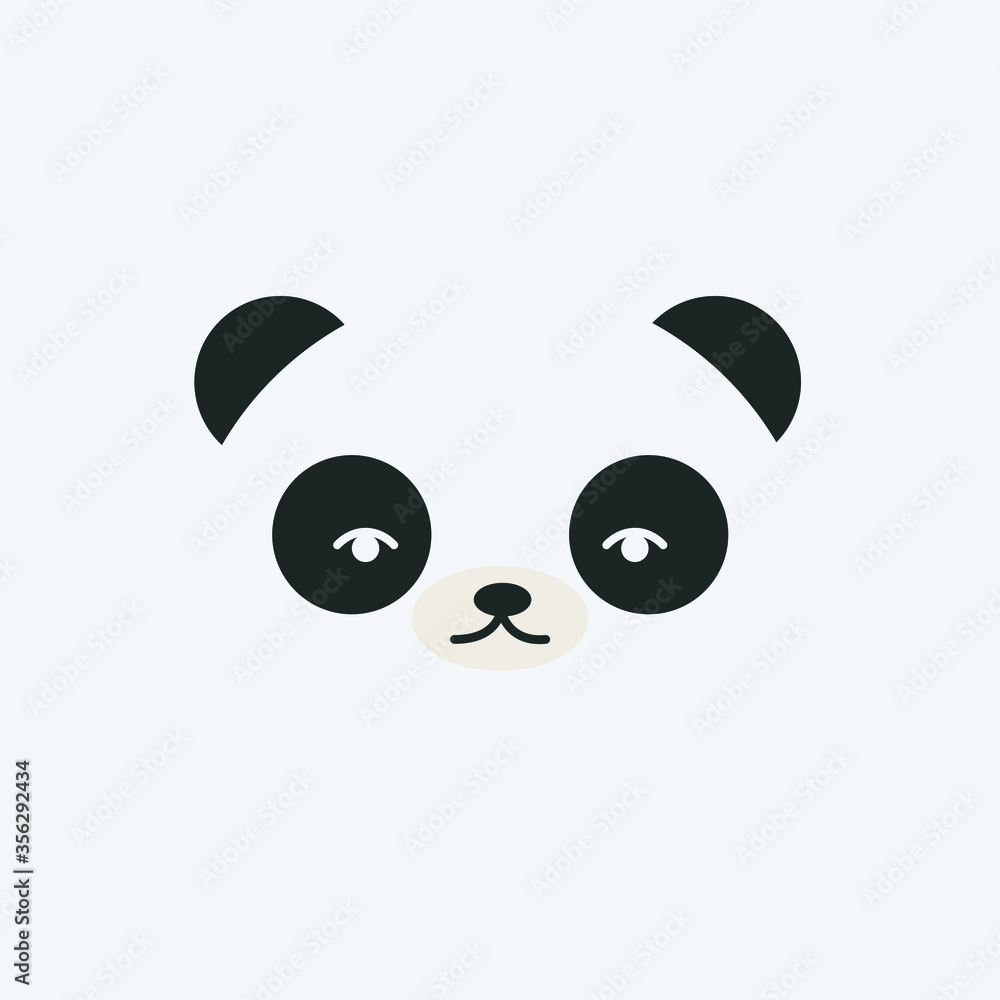 Cute Panda Face vector illustration, Animals vector postcard illustration in cute, flat style