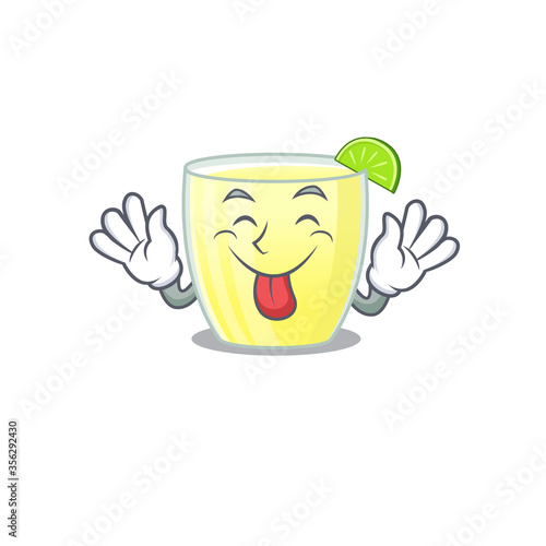 Funny daiquiri cocktail cartoon design with tongue out face