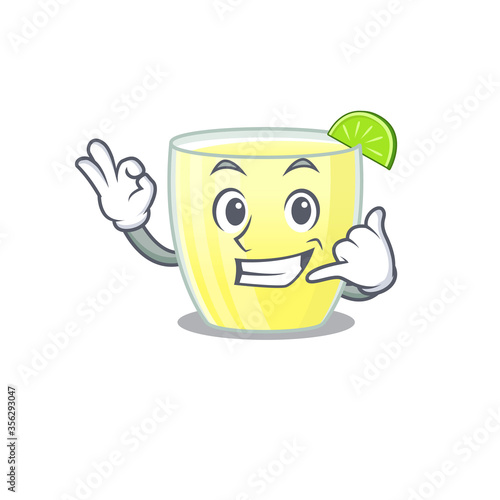 Caricature design of daiquiri cocktail showing call me funny gesture