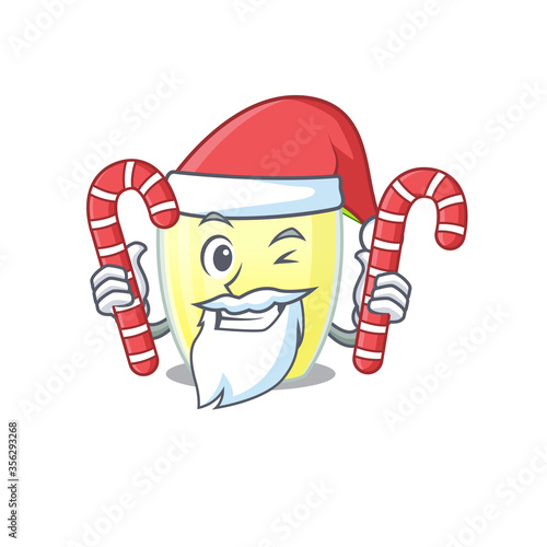 Friendly daiquiri cocktail dressed in Santa Cartoon character with Christmas candies