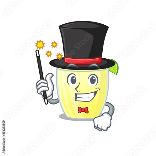 A gorgeous smart Magician of daiquiri cocktail cartoon design style
