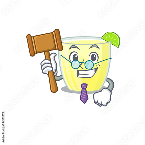 A wise judge of daiquiri cocktail mascot design wearing glasses