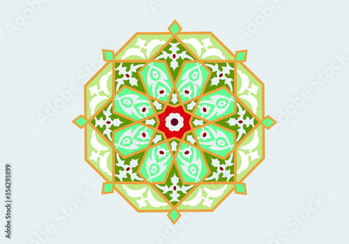 Ancient Islamic art on the wall. Vector