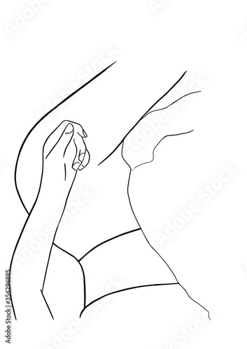 The outline of a slender female body drawn with a simple black line.