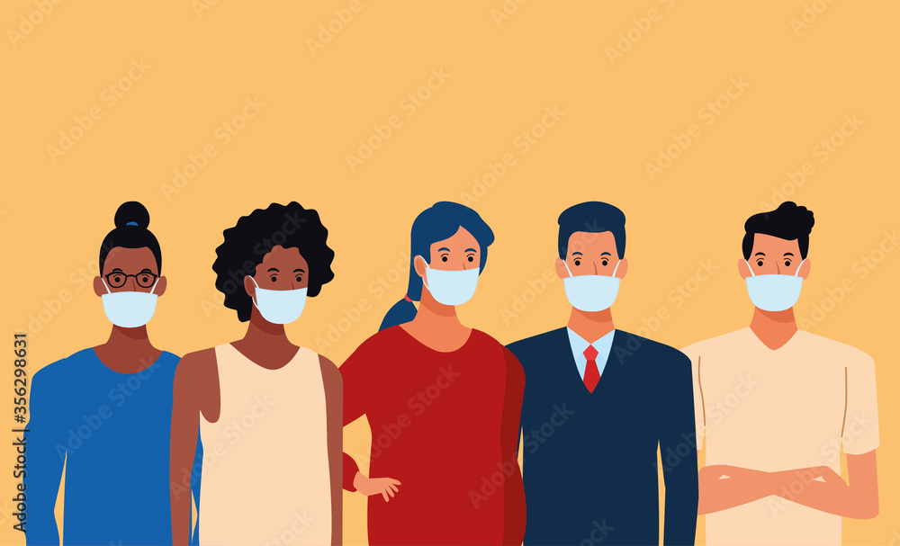 young people wearing medical masks characters young people wearing medical masks characters