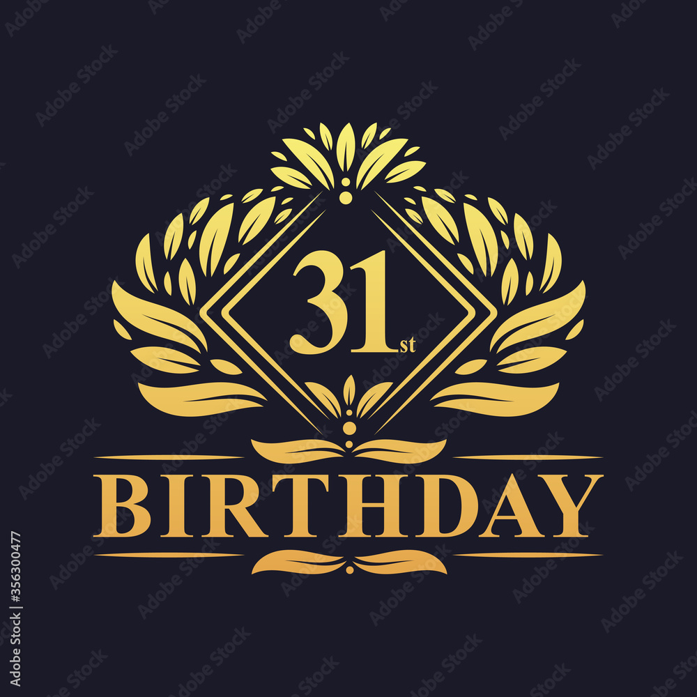 31 years Birthday Logo, Luxury Golden 31st Birthday Celebration. Stock ...