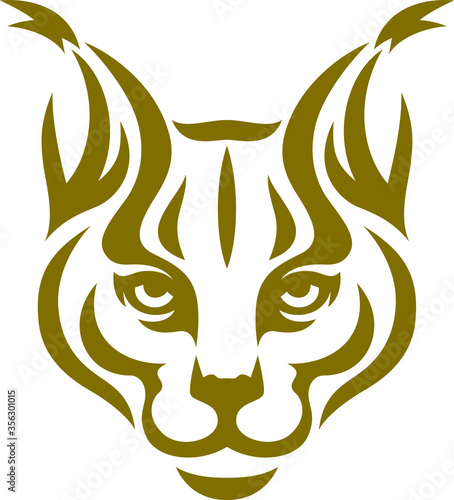 Simple Design of Caracal Head Line Art Style Logo