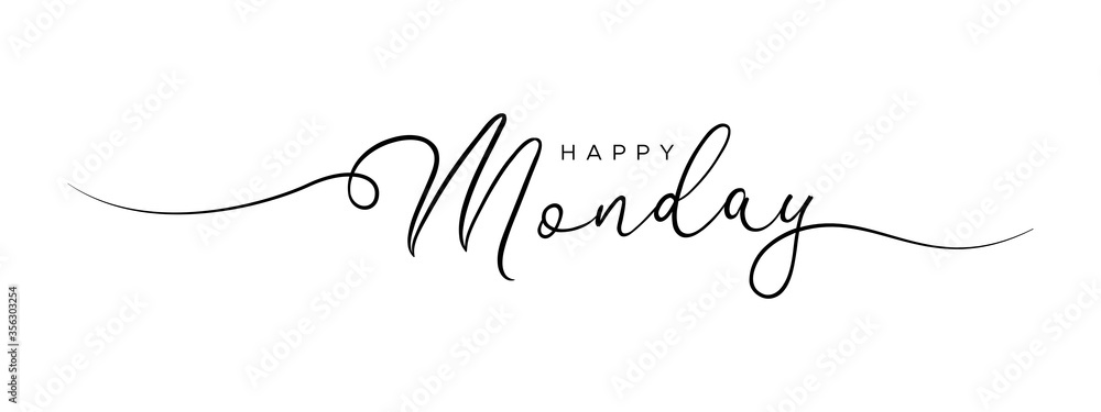 happy monday letter calligraphy banner
