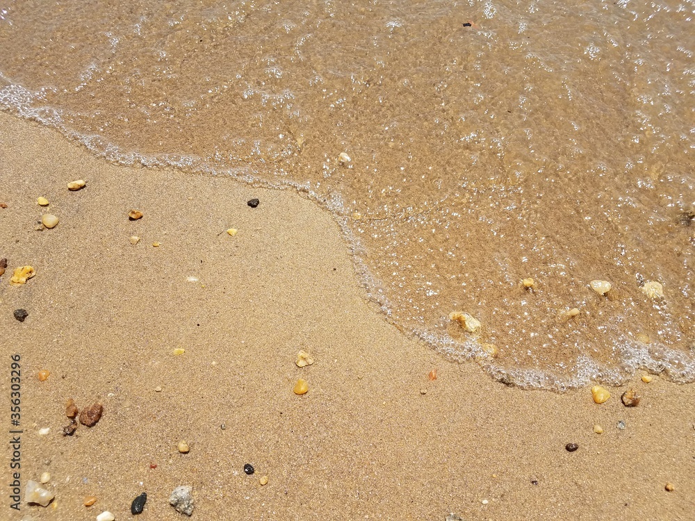 sand with waves and rocks