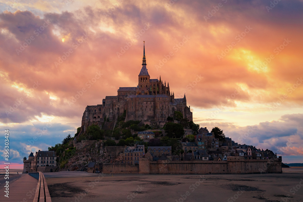 Sunset clouds over Mont Saint Michel