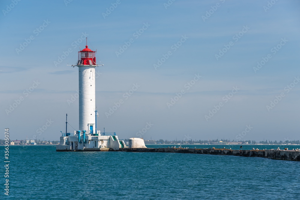 Vorontsov Lighthouse in Odessa Harbor, Ukraine