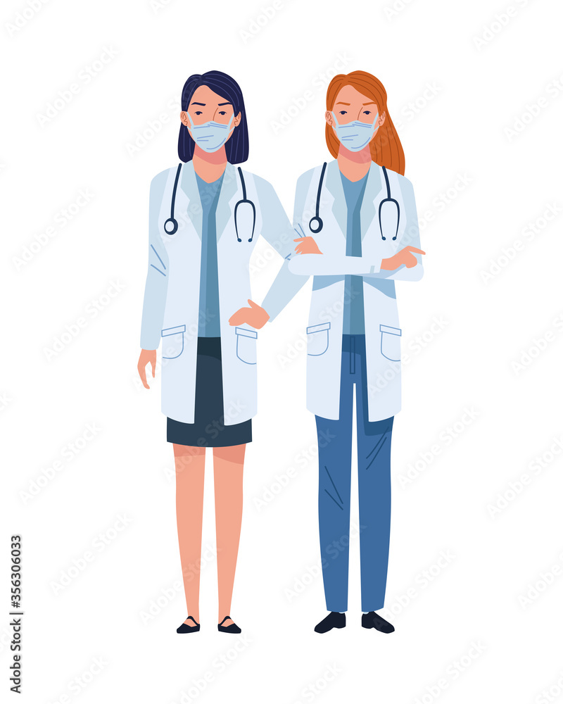 female doctors wearing medical masks characters female doctors wearing medical masks characters