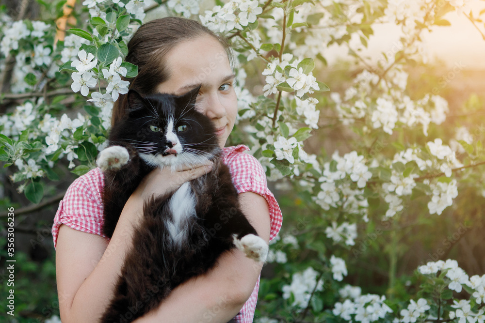 Girl with cat