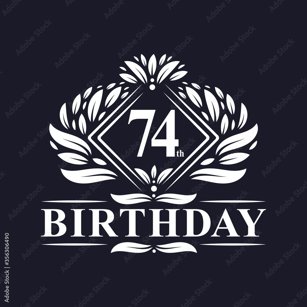 74 years Birthday Logo, Luxury 74th Birthday Celebration. 74 years Birthday Logo, Luxury 74th Birthday Celebration.