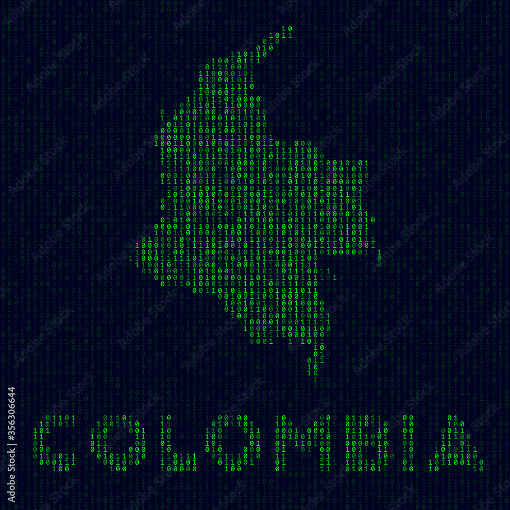 Digital Colombia logo. Country symbol in hacker style. Binary code map of Colombia with country name. Superb vector illustration.