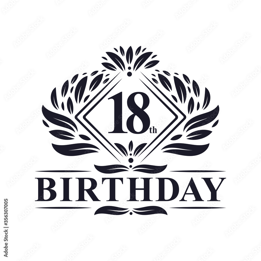 18 years Birthday Logo, Luxury 18th Birthday Celebration. 18 years Birthday Logo, Luxury 18th Birthday Celebration.