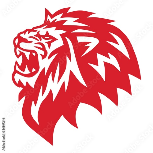 Red Lion Head Angry Roaring Logo Vector Icon 