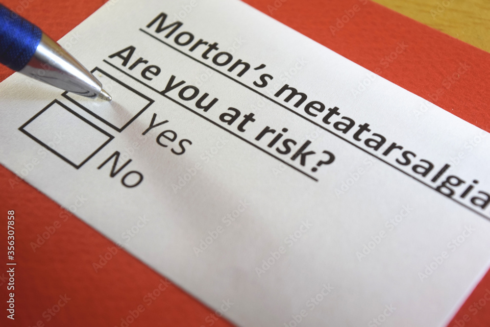 Fototapeta premium One person is answering question about morton's metatarsalgia.