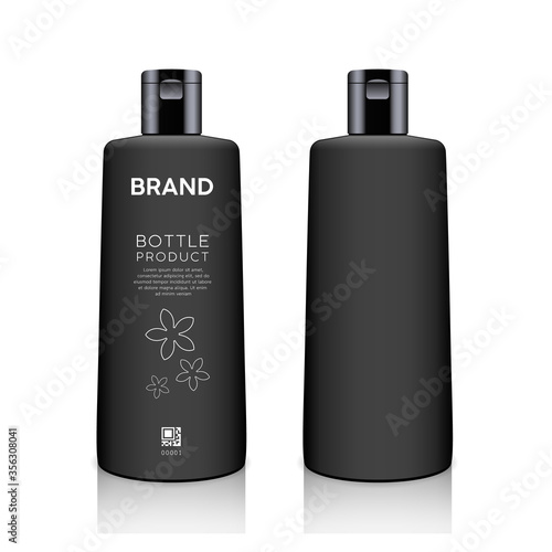Bottle black products mockup design collection isolated on whtie background vector illustration