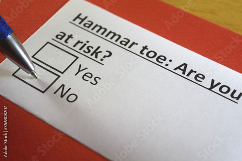 One person is answering question about hammar toe. photo