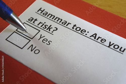 One person is answering question about hammar toe. photo