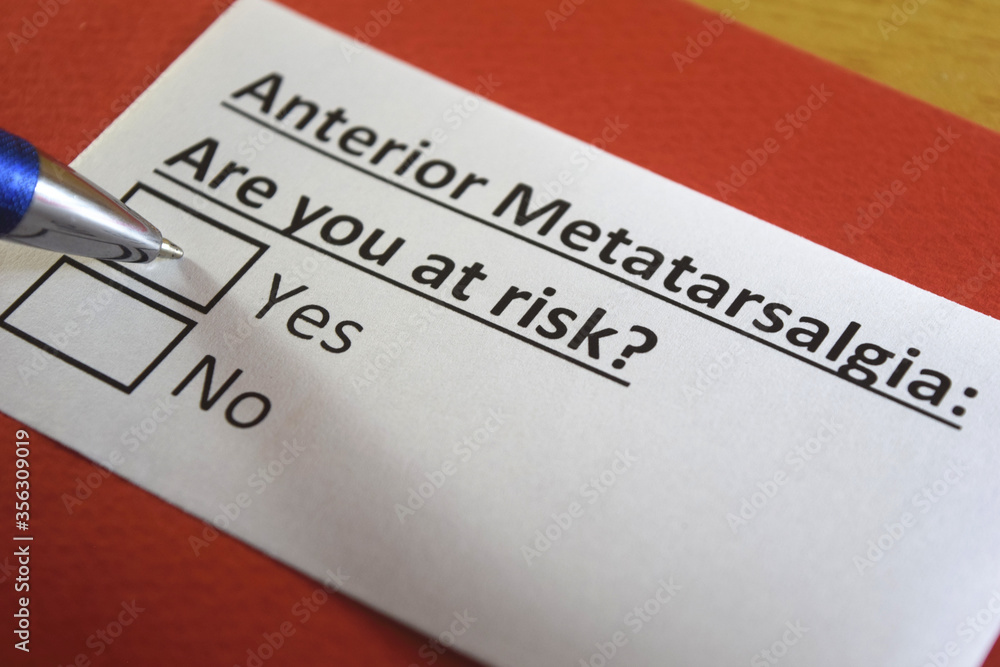 Fototapeta premium One person is answering question about anterior metatarsalgia.