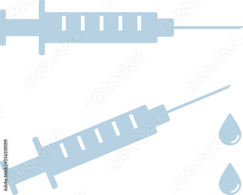 薬の水滴がしたたる注射器のアイコンセット ベクターイラスト