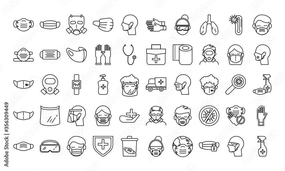 bundle of covid19 and equipment protection icon bundle of covid19 and equipment protection icon