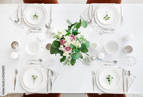 Beautiful table setting in dining room