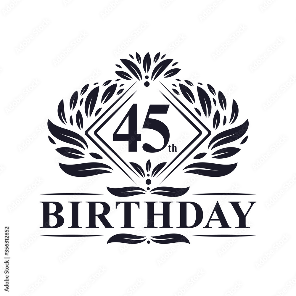 Vektorová grafika „45 years Birthday Logo, Luxury 45th Birthday ...