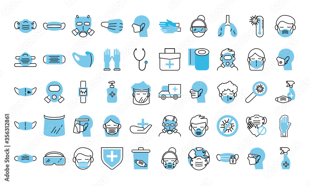 bundle of covid19 and equipment protection icon bundle of covid19 and equipment protection icon