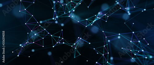 Abstract futuristic - technology with polygonal shapes on dark blue background. Design digital technology concept. 3d illustration