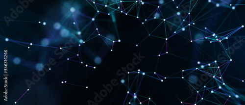 Abstract futuristic - technology with polygonal shapes on dark blue background. Design digital technology concept. 3d illustration