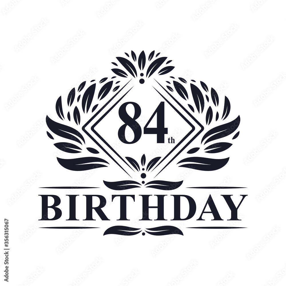 84 years Birthday Logo, Luxury 84th Birthday Celebration. 84 years Birthday Logo, Luxury 84th Birthday Celebration.