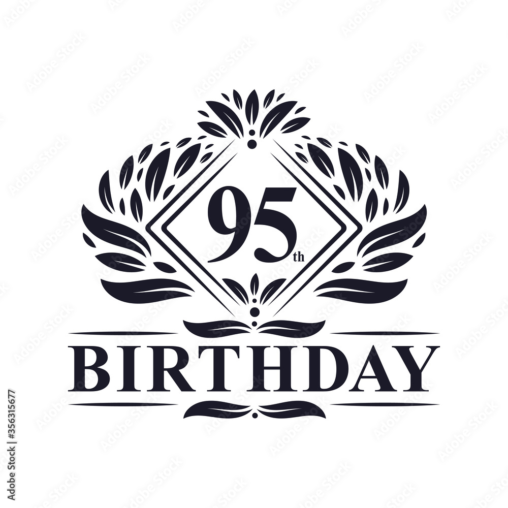 95 years Birthday Logo, Luxury 95th Birthday Celebration. 95 years Birthday Logo, Luxury 95th Birthday Celebration.