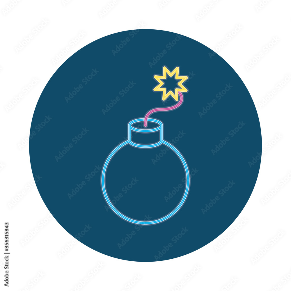 explosive bomb neon style icon explosive bomb neon style icon