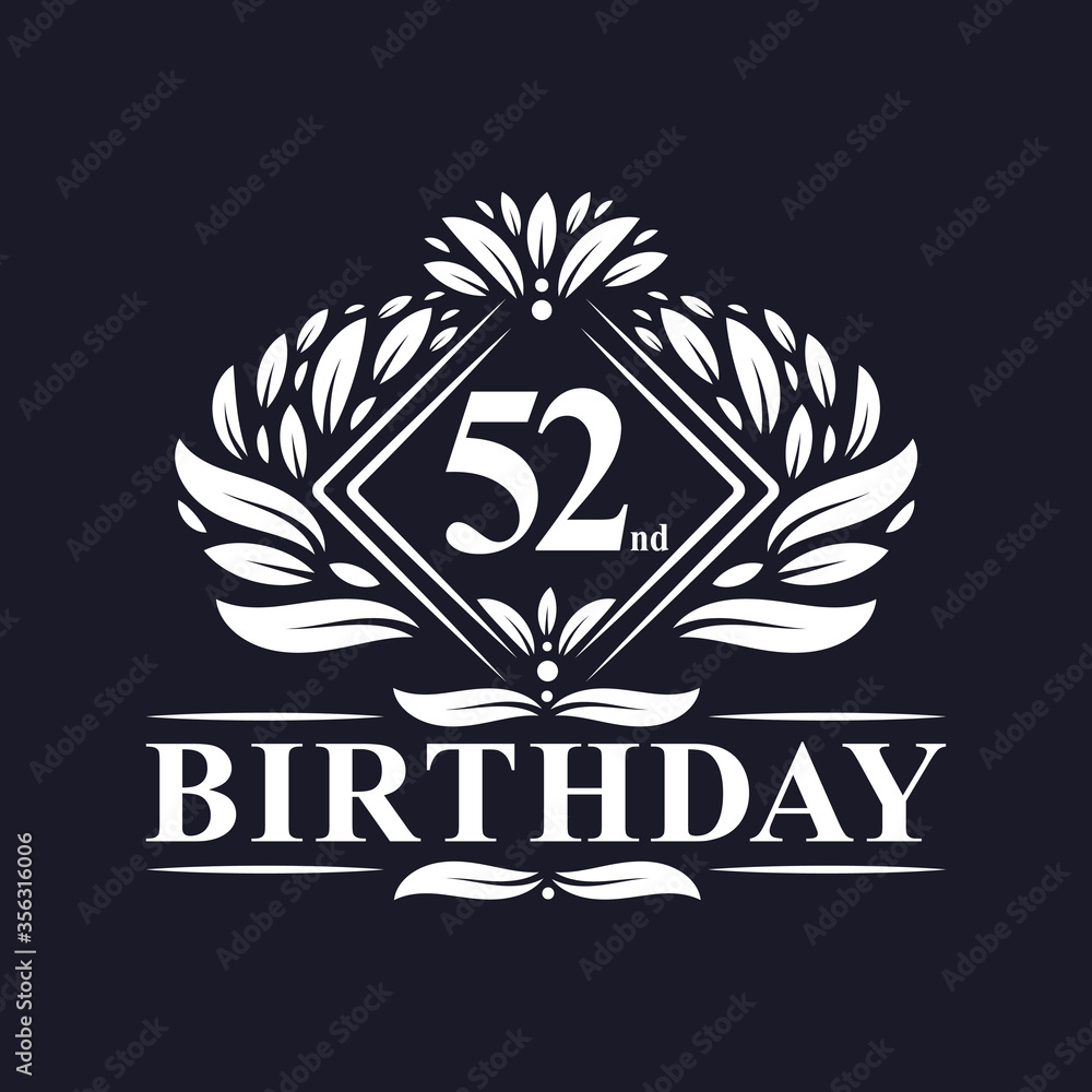 52 years Birthday Logo, Luxury 52nd Birthday Celebration. 52 years Birthday Logo, Luxury 52nd Birthday Celebration.