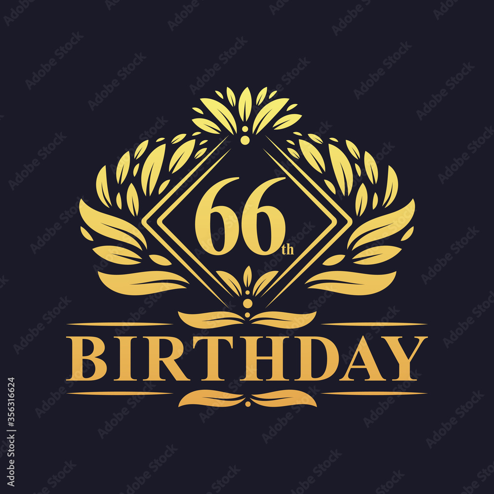 66 years Birthday Logo, Luxury Golden 66th Birthday Celebration. 66 years Birthday Logo, Luxury Golden 66th Birthday Celebration.