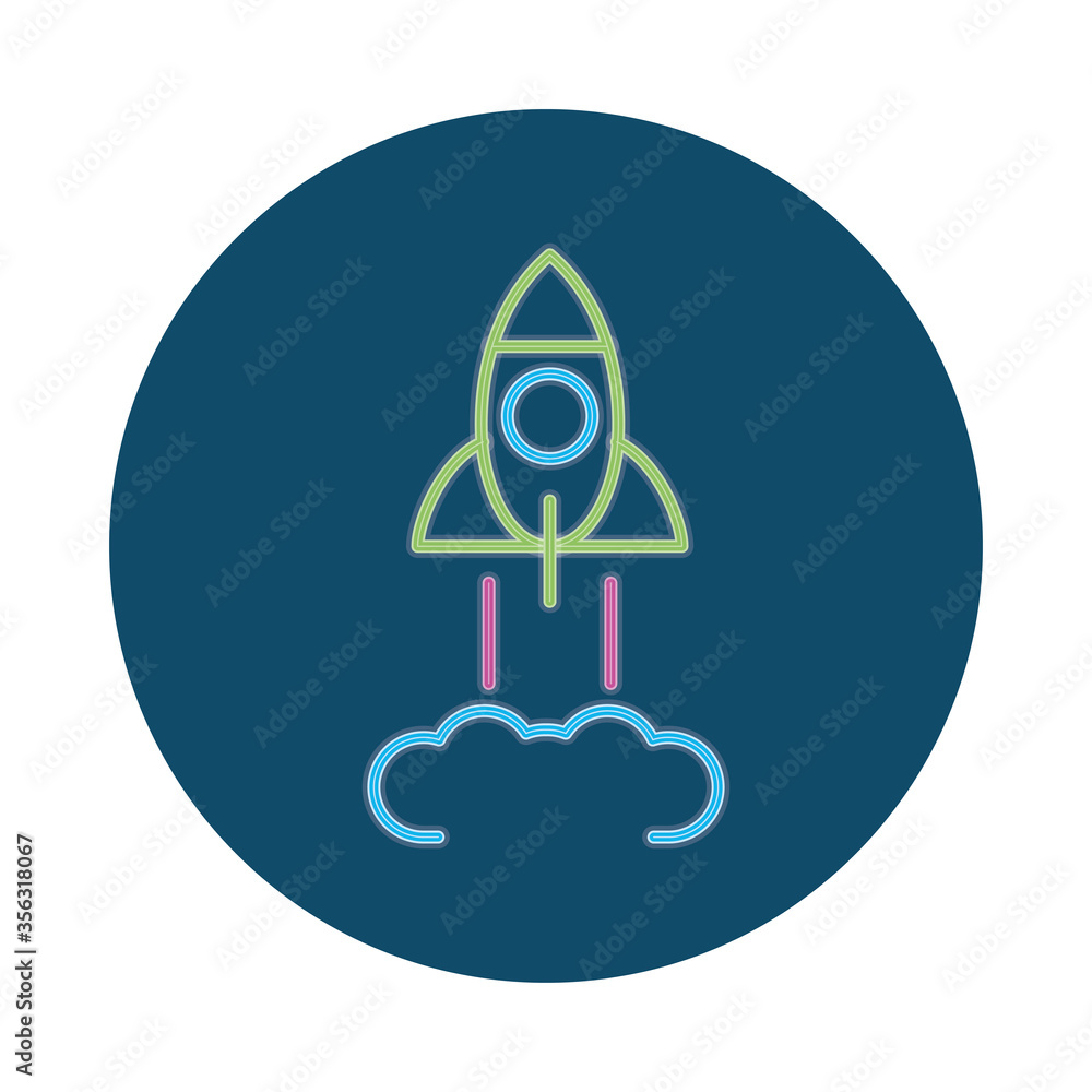 rocket launcher start up neon style icon rocket launcher start up neon style icon