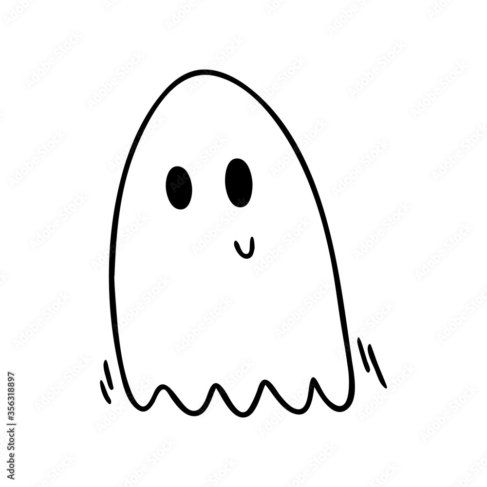 Vector illustration of a cute Doodle-style Ghost. Ghost isolated on a white background. Vector illustration of a cute Doodle-style Ghost. Ghost isolated on a white background.