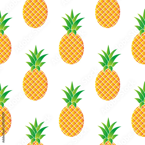 vector pattern with cartoon pineapple