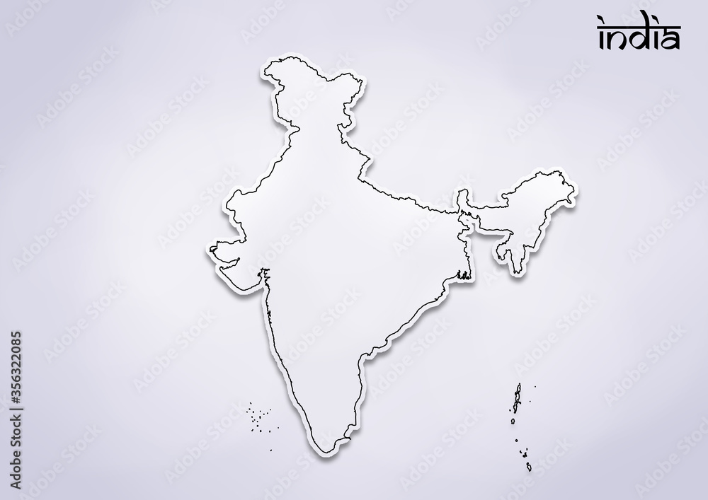 INDIA MAP, INDIA map black outline with paper cutting on a white gradient background  map of India copy space Stock Photo | Adobe Stock