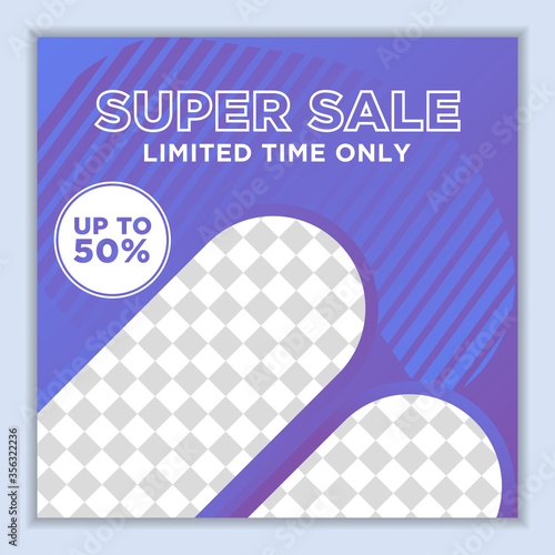 Modern and Unique Social Media Banner Template for Promotion and Digital Marketing. Promotional Square Web Banner for Social Media. Elegant and Simple Discount Promo Ads