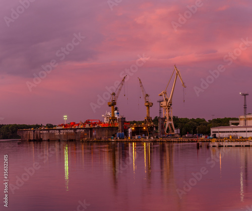 industrial areas of the shipyard in Szczecin in Poland,high resolution panorama