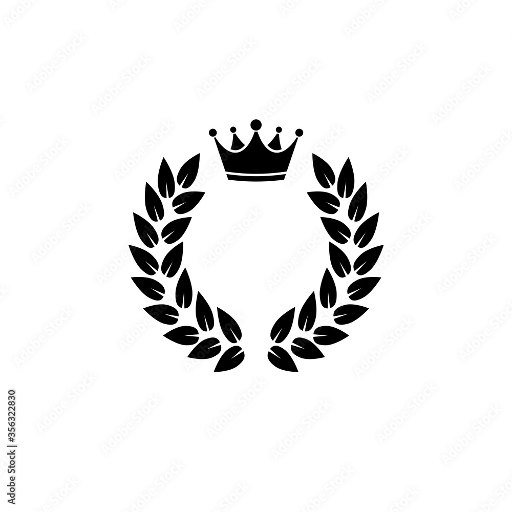 Laurel honor wreath with crown icon isolated on white background Laurel honor wreath with crown icon isolated on white background