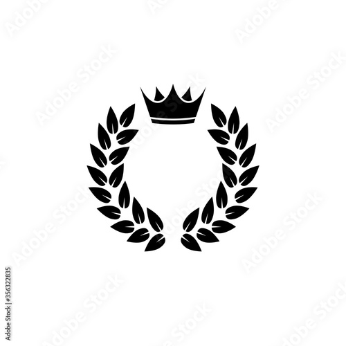 Laurel honor wreath with crown icon isolated on white background