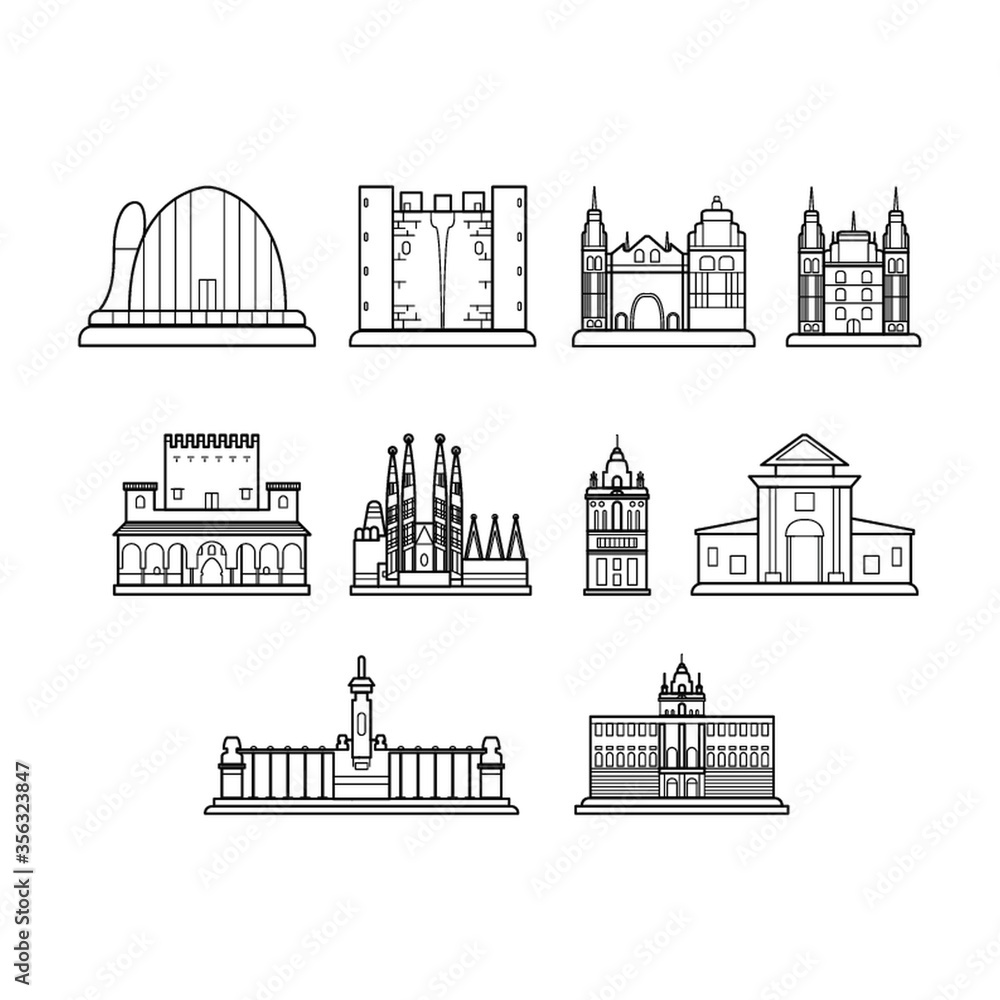 set of spain landmarks
