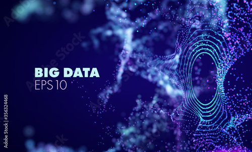 Big data abstract vector illustration. Smart dust data particles flow. Bigdata blast